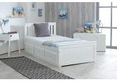 3ft single white painted pine wood wooden bed frame + 3 drawers storage 2